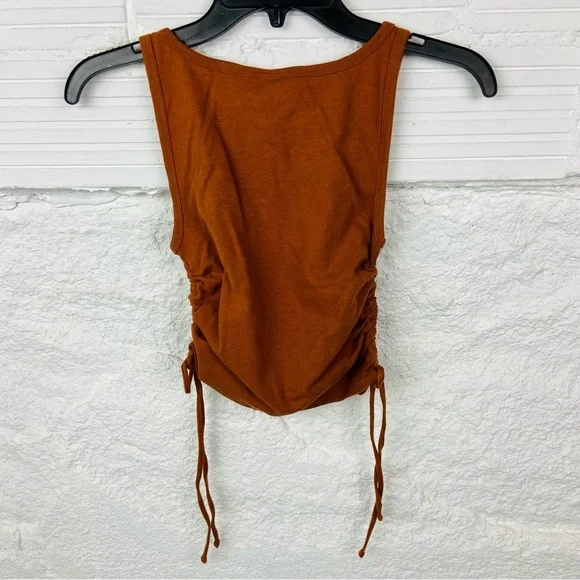 NWT MIGHTY FINE brown embroidered sun scrunched side stretch top size small - Picture 8 of 11